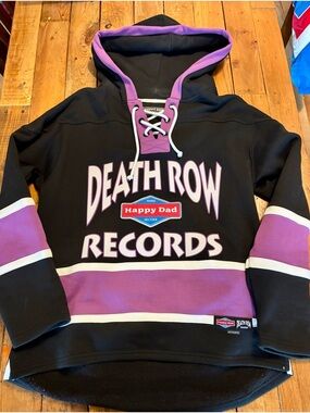 Happy Dad x Death Row Records Hockey Inspired Hoodie with Purple Accents
